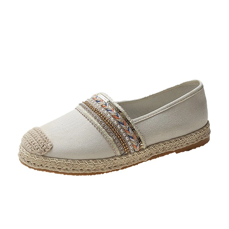 

Espadrilles For Women Fisherman's Shoes New Soft Sole Canvas Flax Casual Flat Shoes Embroidery Ethnic Style Comfortable Loafers