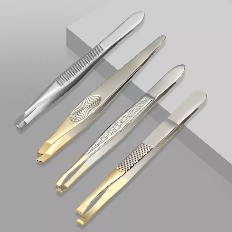 

NEW2023 Tweezer Stainless Steel Beauty Clip Slant Tip Flat Tip Eyebrow Tweezer Clip for Eyebrow Trimming Face Hair Removal Tools