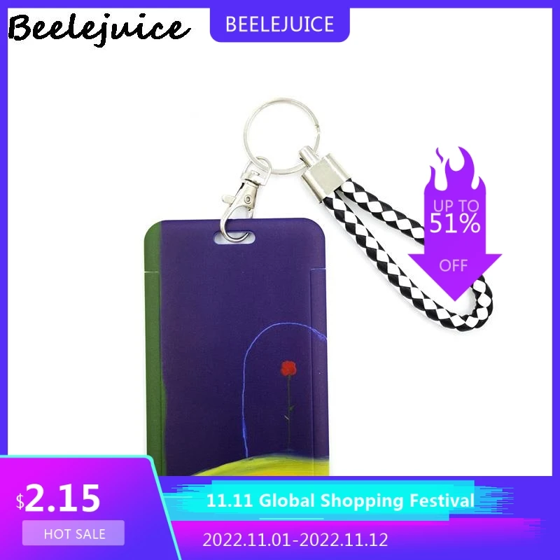 

little Prince Rose Moon hand Wristlet Lanyard Credit Card ID Holder Bag Women Travel Card Cover Badge Keychain Gifts Accessories
