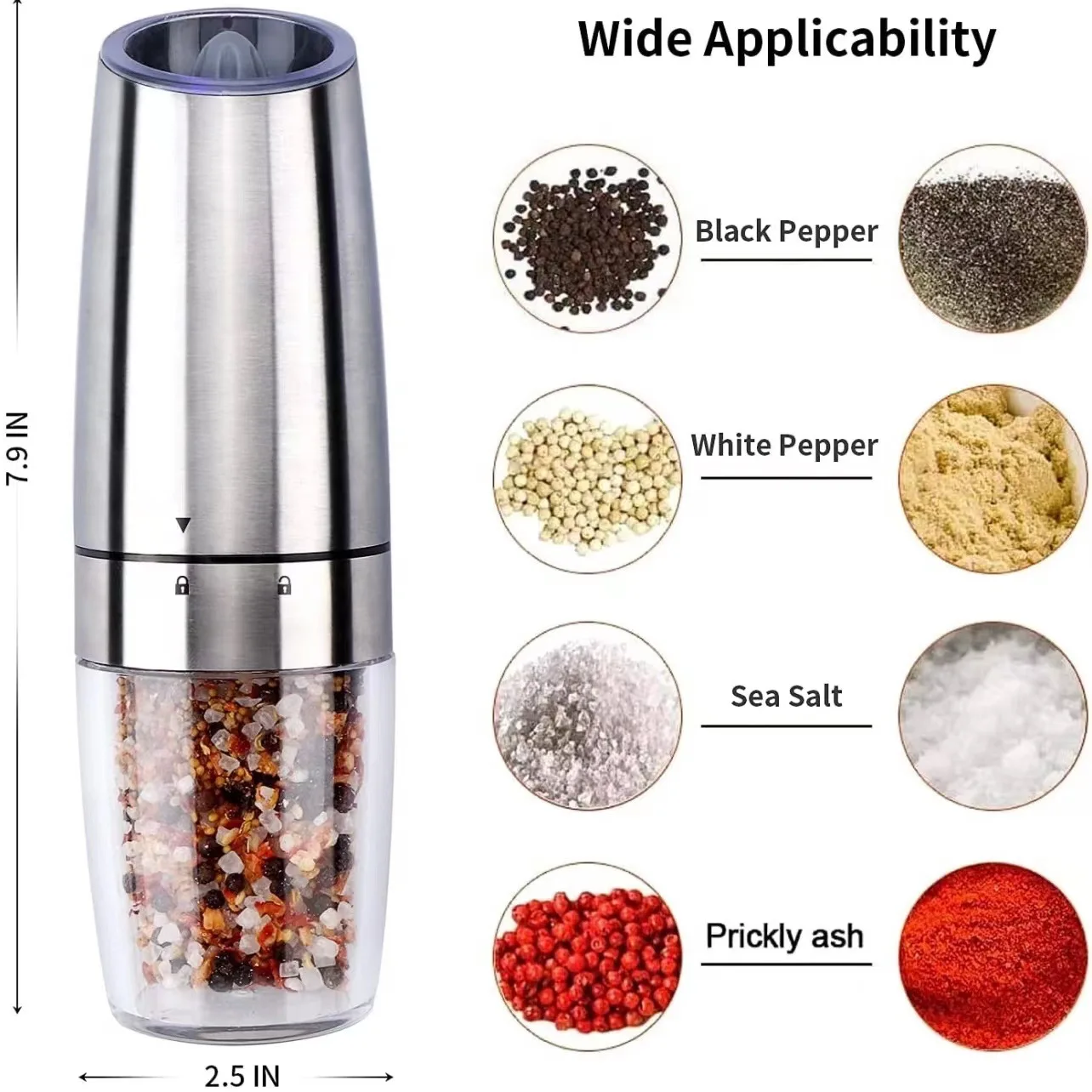

GOONE Electric Automatic Mill Pepper And Salt electric grinder LED Light Peper Spice Grain For Cooking spray windmill xiaomi
