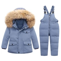 winter jackets for kids snowsuits girl duck down parka coat boy fur collar outerwear children warm overalls baby jumpsuits