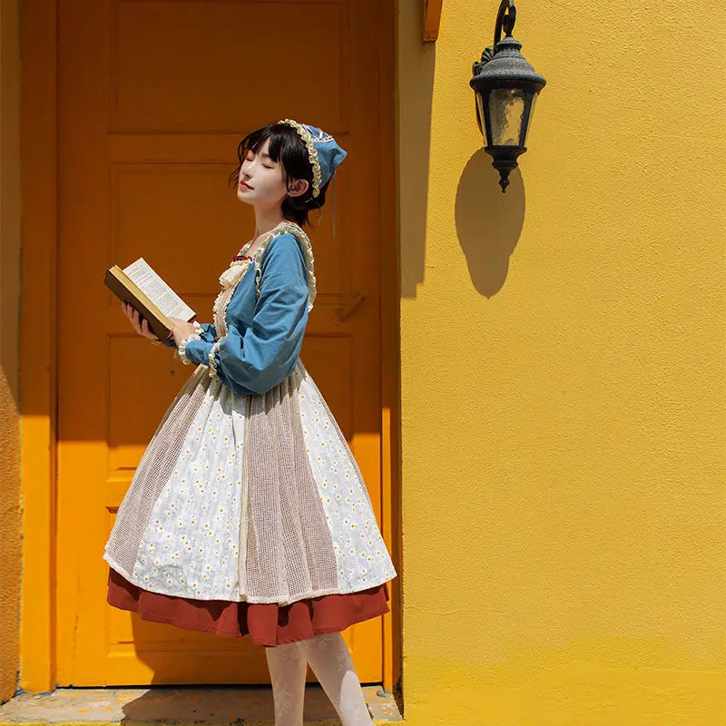 

Victorian Sweet Lolita Castle Romance Op Long-sleeved Lolita Tea Party Dress Embroidery Pastoral Style Princess Fairy Dress