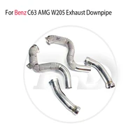 hmd exhaust manifold downpipe for benz w205 c63 amg car accessories with catalytic converter header without cat pipe
