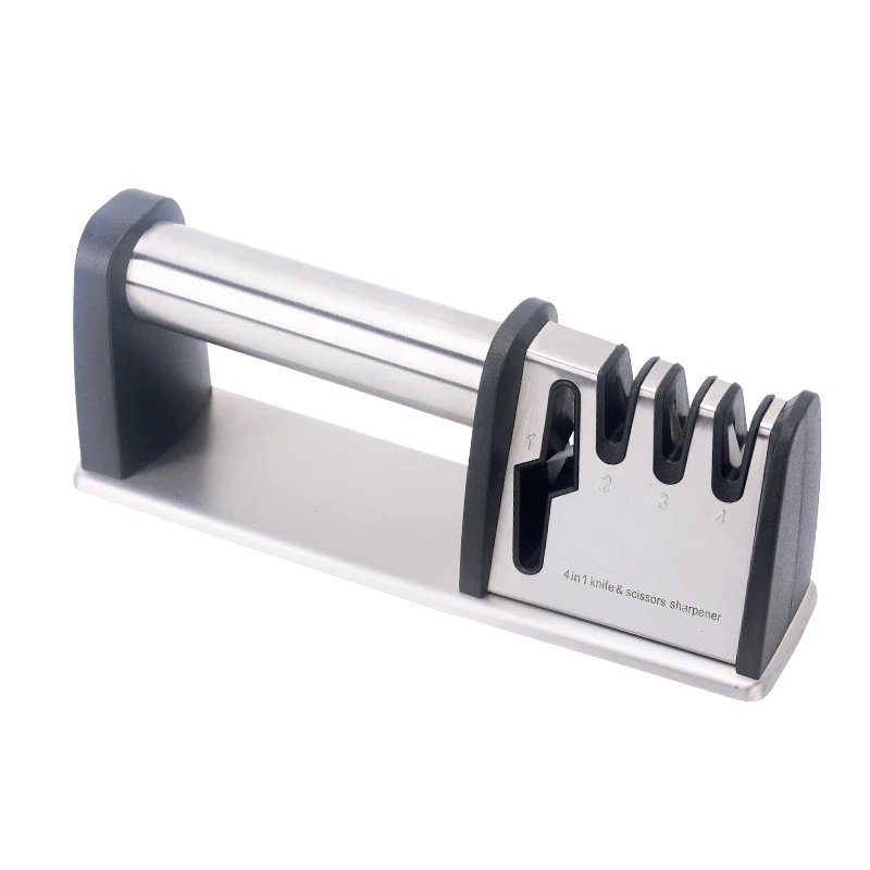 

Professional Chef's Kitchen Knife Sharpener Knife Accessories 4 In 1 Sharpening Tool Scissors Sharpening Manual Knife Wholesale