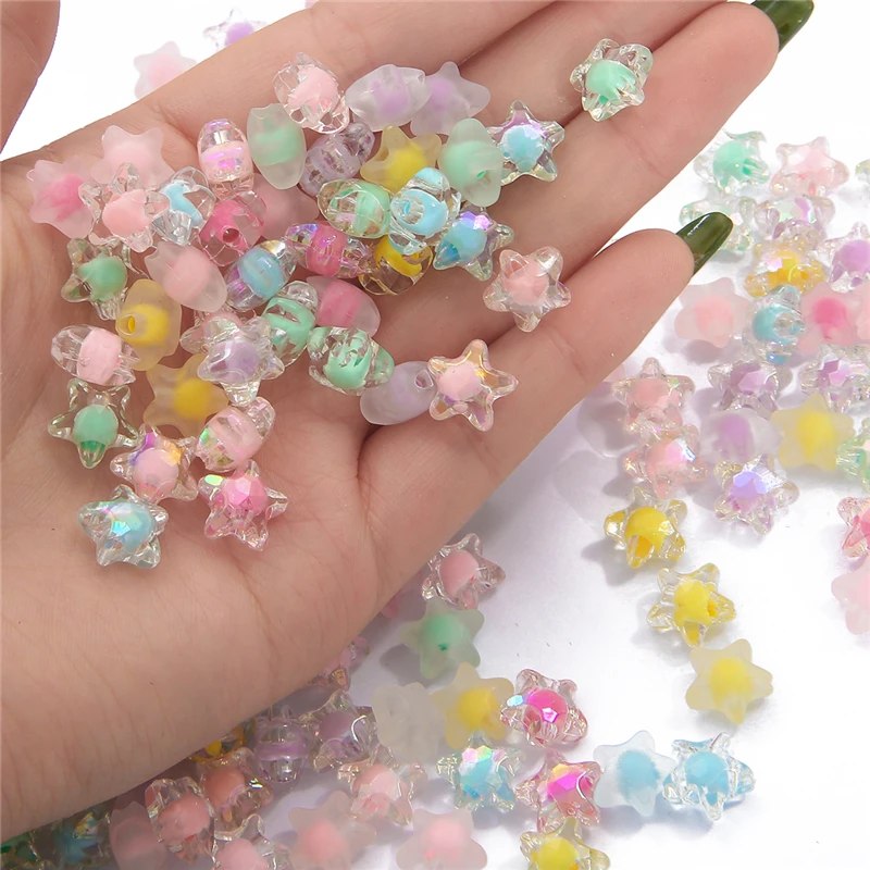 

83 Mixed Colour Transparent Colourful Faceted Five-pointed Star Acrylic Beaded 11mm Loose Spacer Beads Making DIY Jewelry J002
