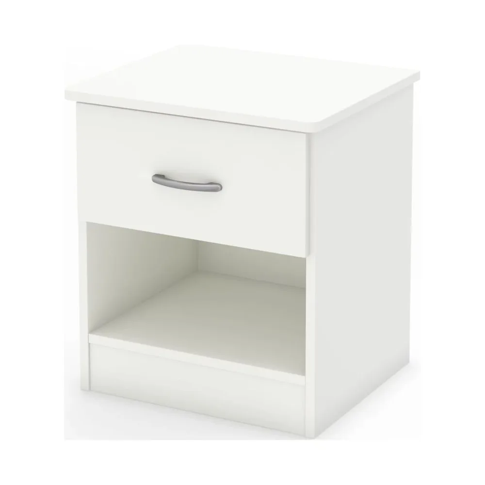 

South Shore Libra 1-Drawer Nightstand-Color:White,Finish:Pure White Simple and Modern Design Bedside Storage