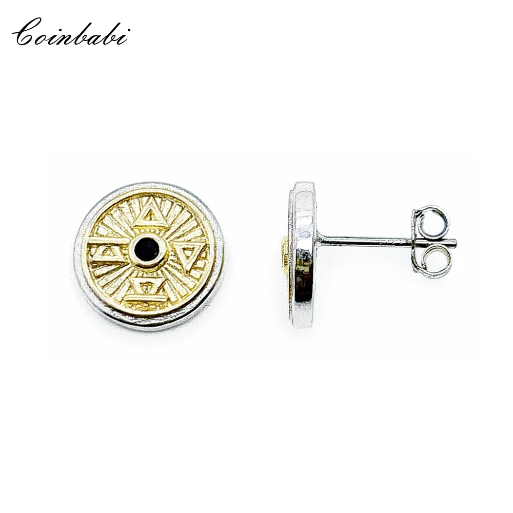 

Earrings Elements Fire, Water, Air & Earth 925 Sterling Silver with Golden Color 2021 New Fine Jewerly Ear Studs for Woman Men