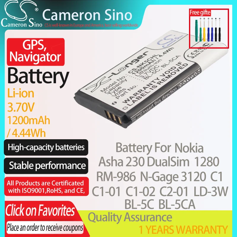 CameronSino Battery For Nokia Asha 230 DualSim RM-986 1280 N