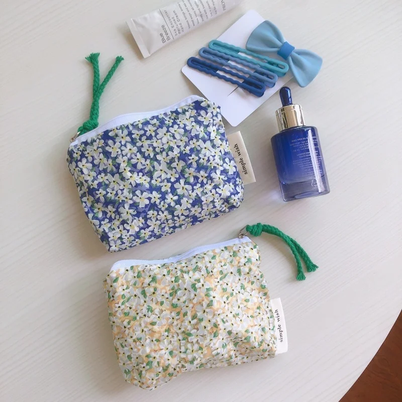

Japan Style Zipper Cosmetic Bags Pouch Vintage Clutch Beauty Case Floral Cosmetic Bag Cotton Fabric Women Make Up Storage Pouch