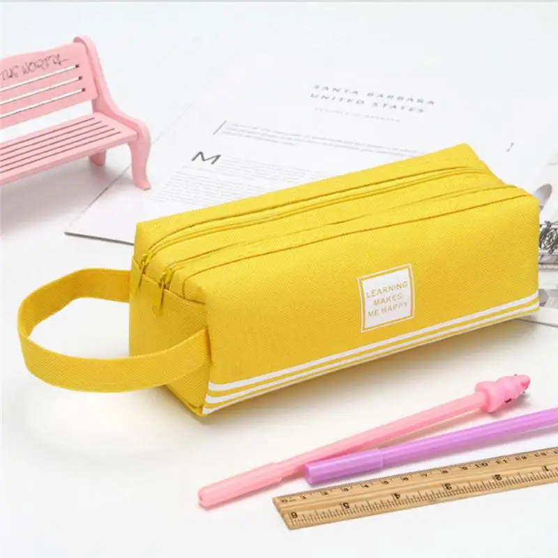 

Waterproof Stationery Pen Storage Bag Double-layer Design Oxford Cloth Double Zipper Pen Bag Easy To Carry Large-capacity