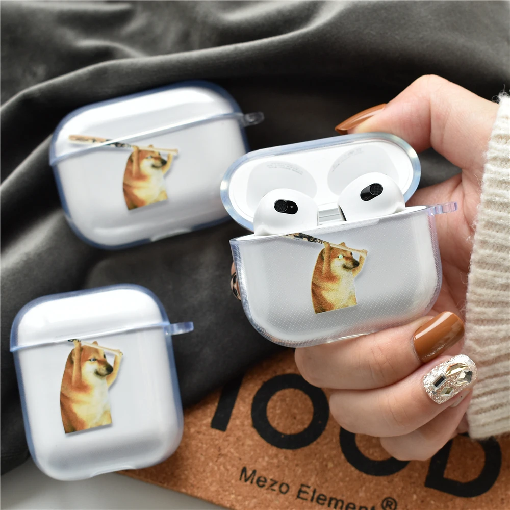 

Cheems Dog Clear Earphone Case For APPLE Airpods pro2 1/2 3 Pro Accessories Charging Box Silicone Transparent Protective Cover