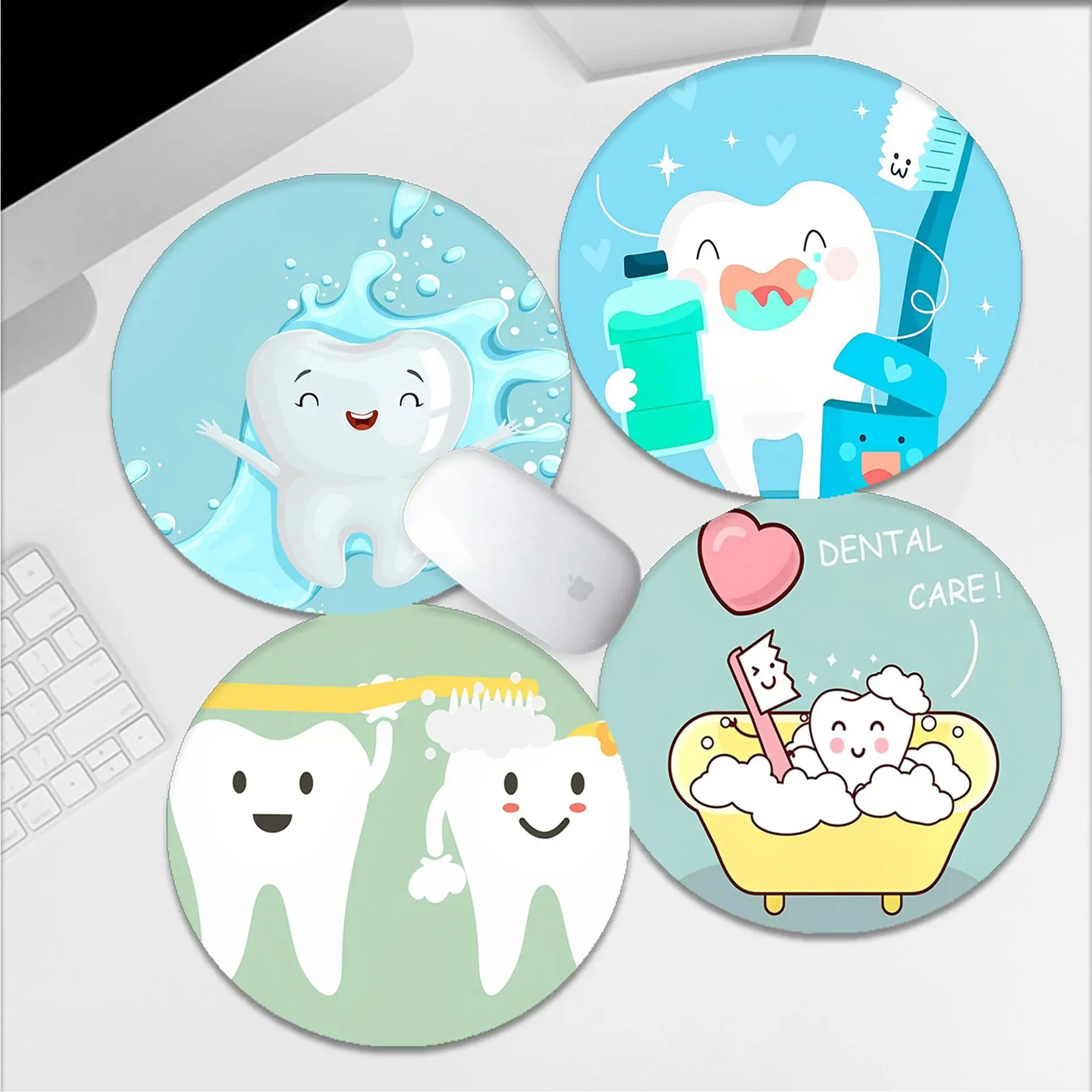 

Cool Cute Tooth 22x22cm Round Big Promotion Table Mat Student Mousepad Computer Keyboard Pad Games Pad Padmouse Desk Play Mats