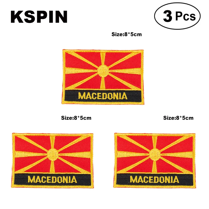 Macedonia Rectangular Shape Flag patches embroidered flag patches national flag patches for clothing DIY Decoration