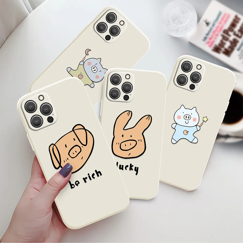 

Cute Animal Pig Case for Iphone 14Pro 11 13 12Mini Pro Max Silicone Covers for Iphone XS X XR 7 8 SE 2022 2020 14Plus Coque Capa