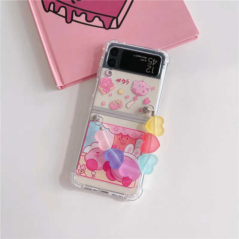 

INS Cute Love Heart Bracelet Phone Case for Samsung Galaxy Z Flip 3 ZFlip3 5G Lovely Hard Clear Cover for Samsung ZFlip 3