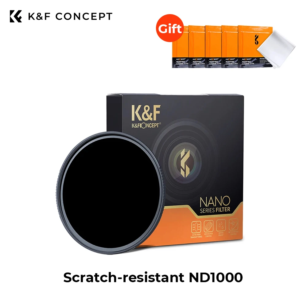 

Фильтр объектива K & F Concept ND1000 10-Stop с фиксированной нейтральной плотностью, HD устойчивое к царапинам Оптическое стекло 112 мм для Nikon Z 14-24 мм f2.8S