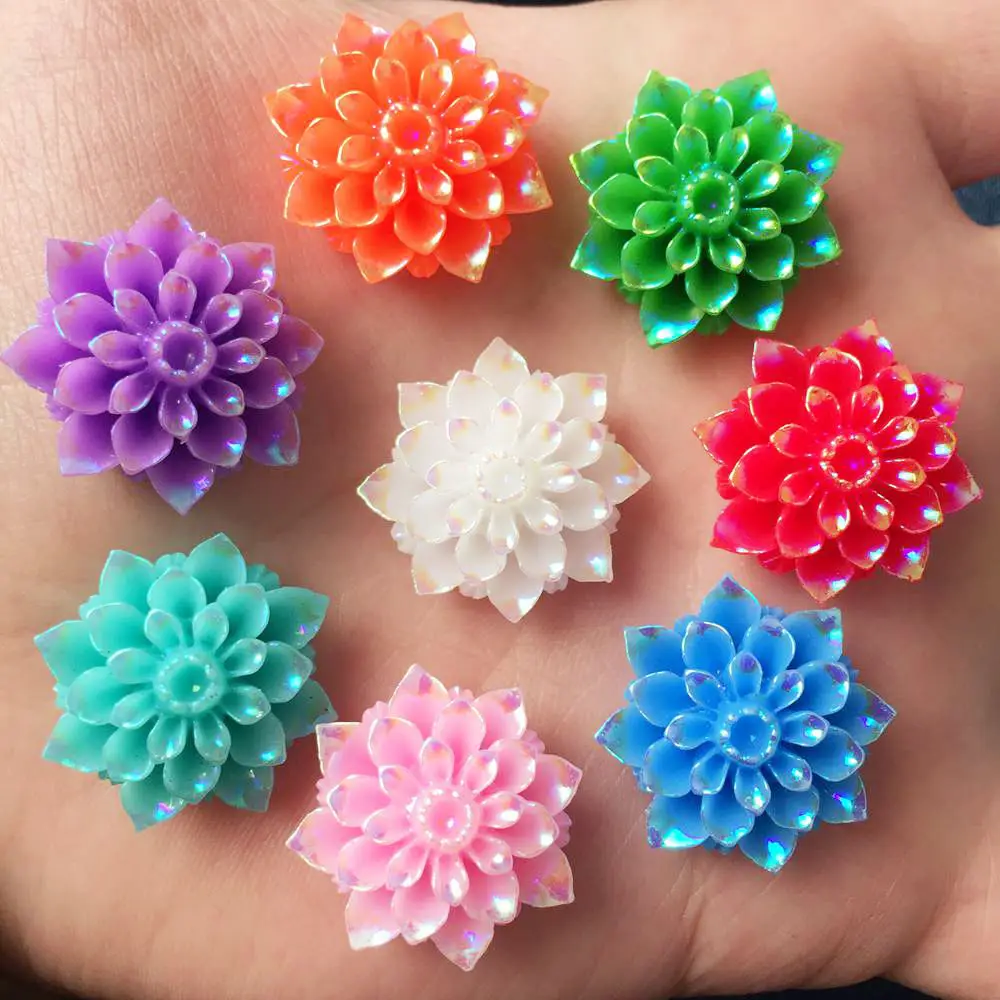 

New DIY 10pcs 20mm AB Resin Cute Flower Flatback Stone Wedding Buttons Craft scrapbook R28
