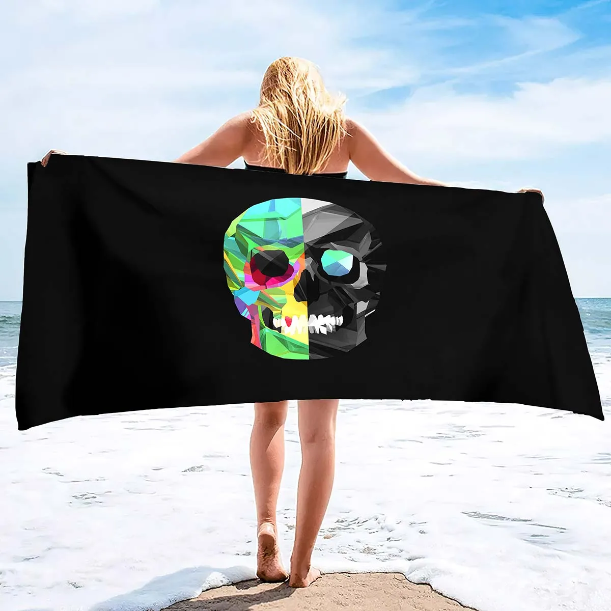 

Microfiber Beach Towel Skull Beach Towel Blanket,Sand Proof Swimming Bath Pool Towel for Travel Camping Yoga Sport,Oversized