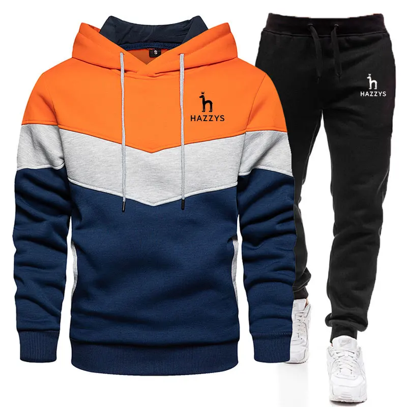 

Мужской спортивный костюм Hazzys, спортивная одежда, комплект из двух предметов, мужская куртка с принтом, спортивные штаны, брендовая одежда, мужской спортивный костюм