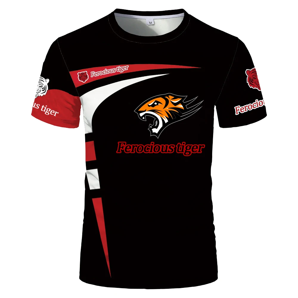 

Black animal T-shirt men's new factory racing cool cut shirt short sleeve outdoor sports summer crew neck 3D printed T-shirt