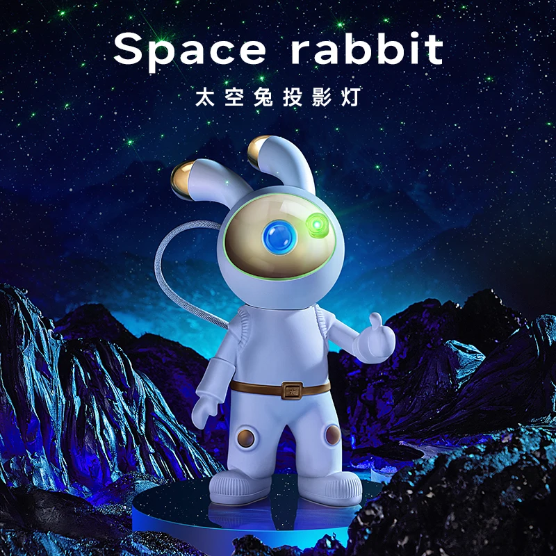 

Christmas Gift Astronaut Color Star Sky Projection Lamp Girlfriend Bedside Table Lamp Rabbit Shaped Intelligent Night Light Room