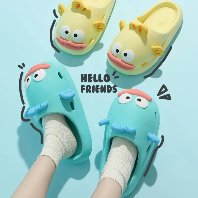 Шлепанцы для девочек с милым изображением клоуна рыбы летние домашние шлепанцы