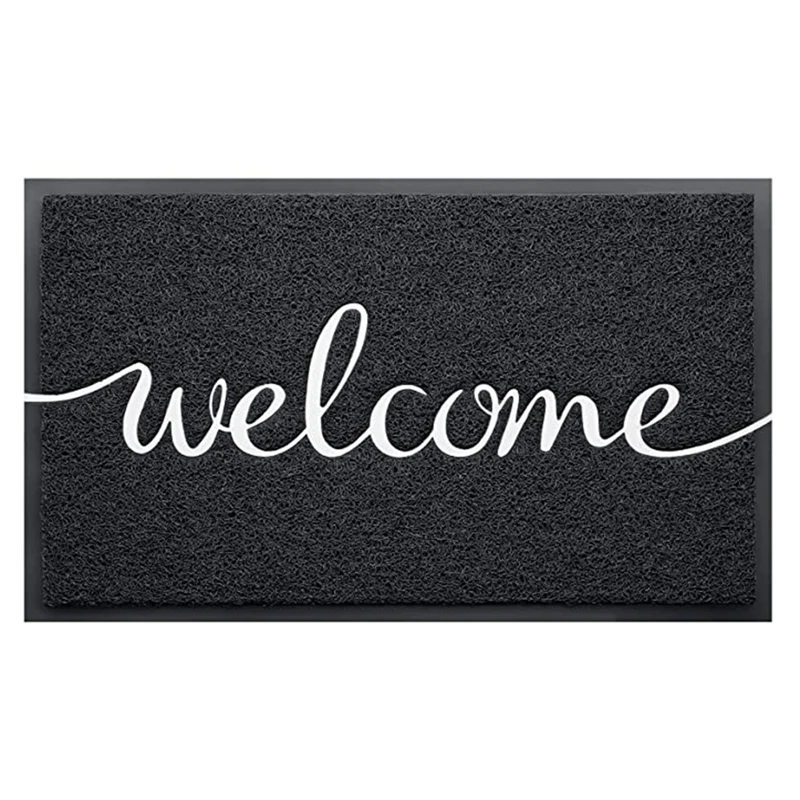 

Black Door Mat Durable Welcome Mats Outdoor Indoor Non-Slip Doormat For Entryway Low-Profile Floor Mat For Yard