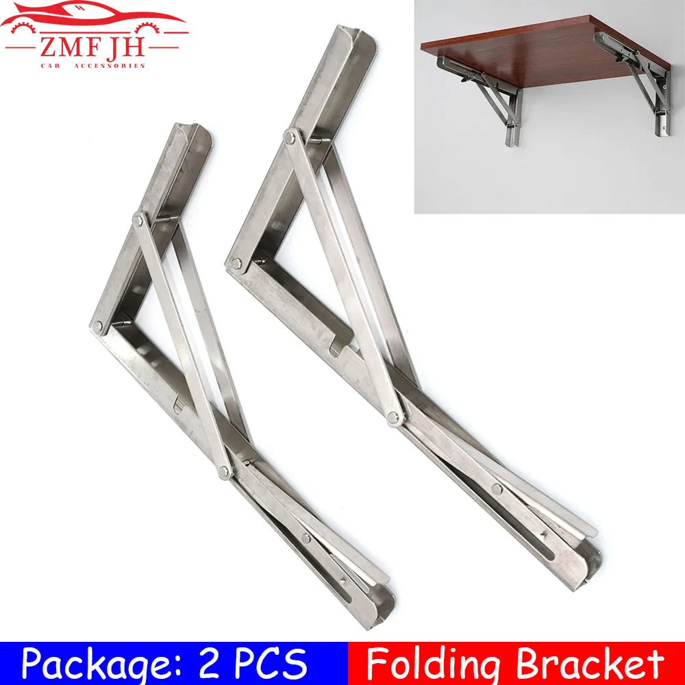 

1Pair Stainless Steel Folding Triangle Bracket Shelf Support Adjustable Shelf Holder Wall Mounted Bench Table Shelf DIY Bracket