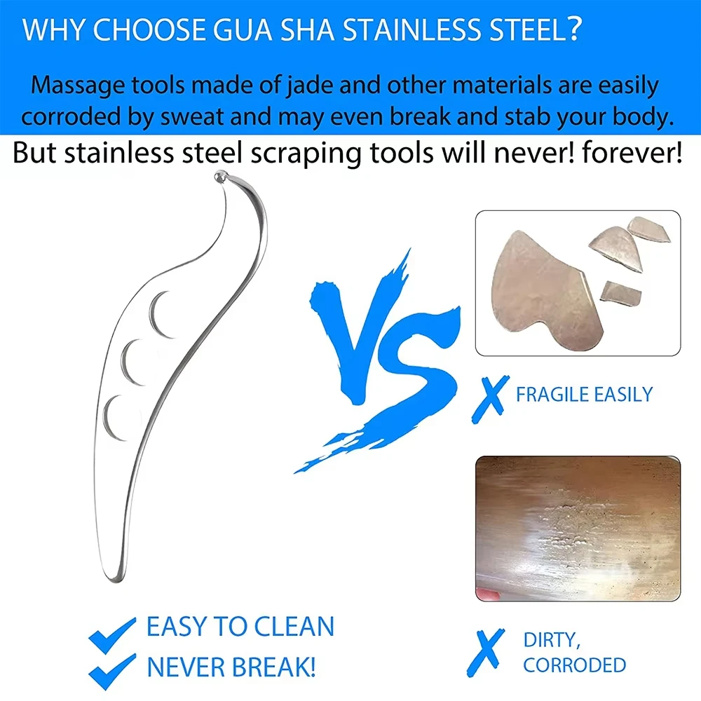 Нержавеющая сталь Гуа Ша Гуаша пластинчатый массажер инструмент скребок