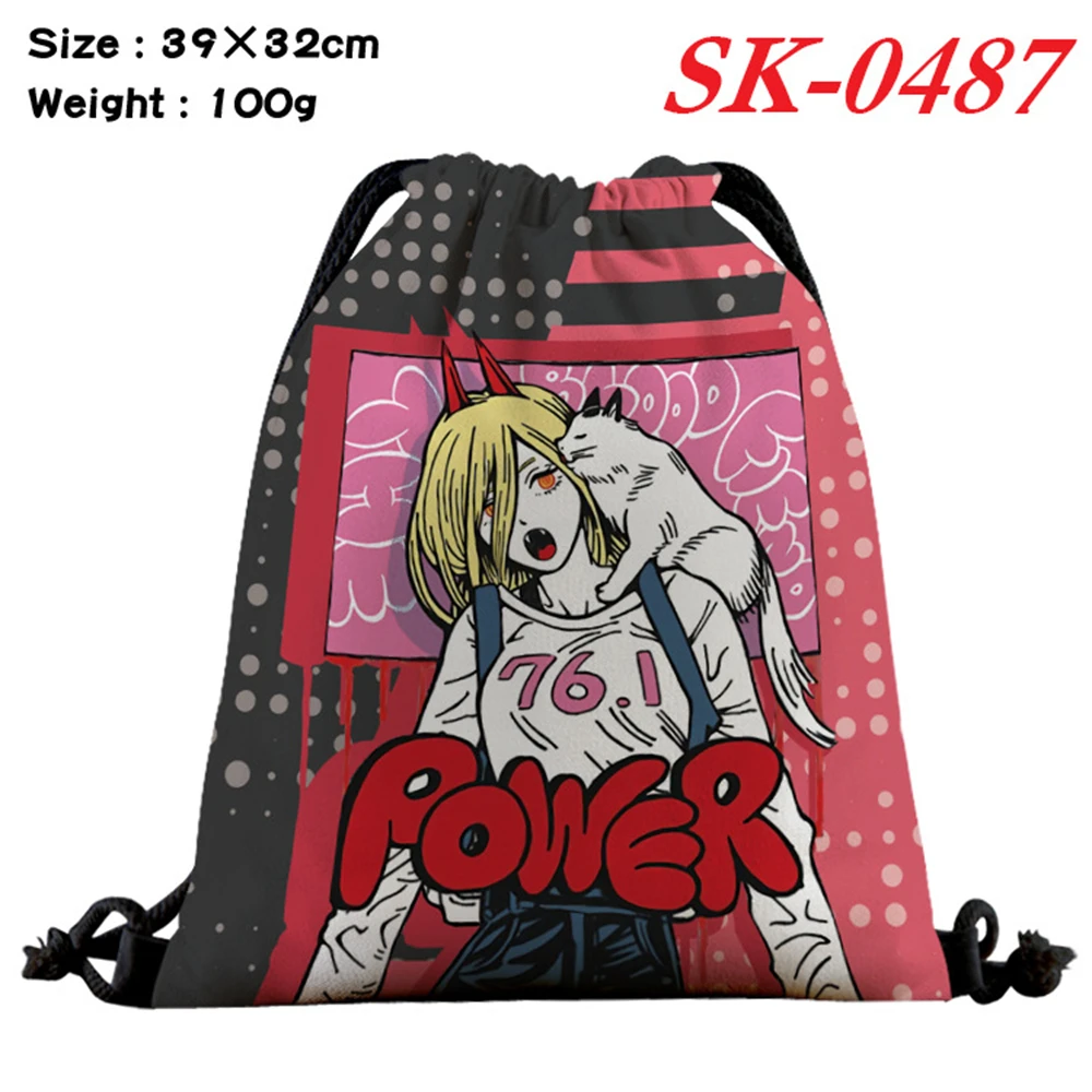 

Anime Chainsaw Man Drawstring Bag Printing Casual Backpack Canvas Cosmetic Stringbag Unisex Cartoon Beachbag Travel Storagebag