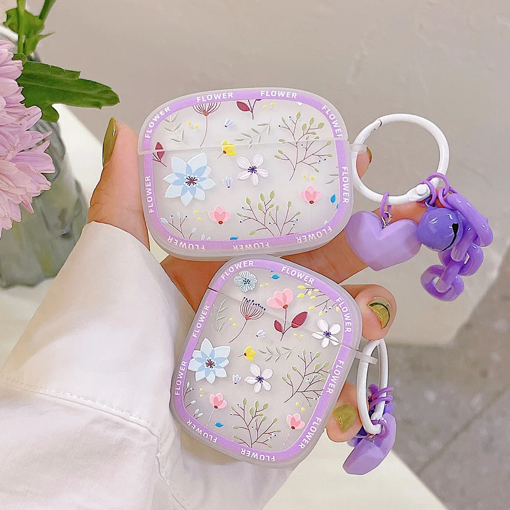 

Daisy Flowers Keychain Ornaments Earphone Case for Apple AirPods 2 Pro Cover Painting Shockproof Cases for AirPod 1/2 Pro Funda