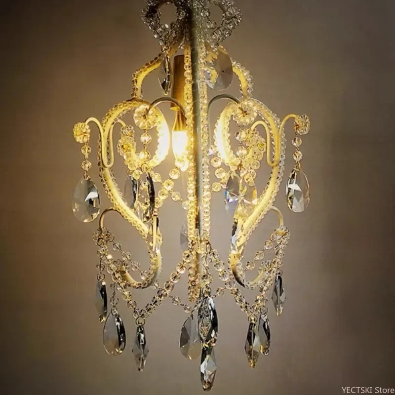 GHJUYIOL Хрустальный подвесной светильник в форме сердца белый кремовый стиль