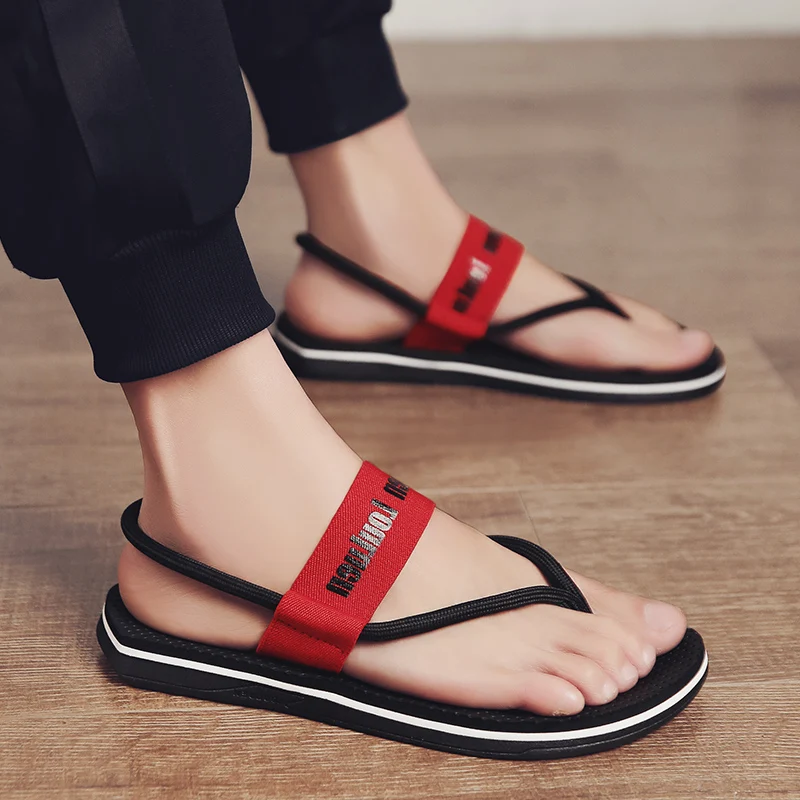 

Мужские сандалии без застежки, повседневные пляжные шлепанцы на платформе, легкие летние шлепанцы, Нескользящие, для улицы