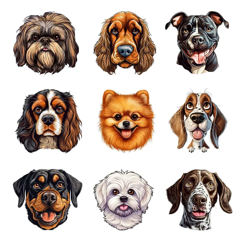 Cartoon Dog Patches On Clothes Thermo Strips DIY Heat Transfer Clothing Sticker Animals Iron On Patches For T-shirt Jeans Decals