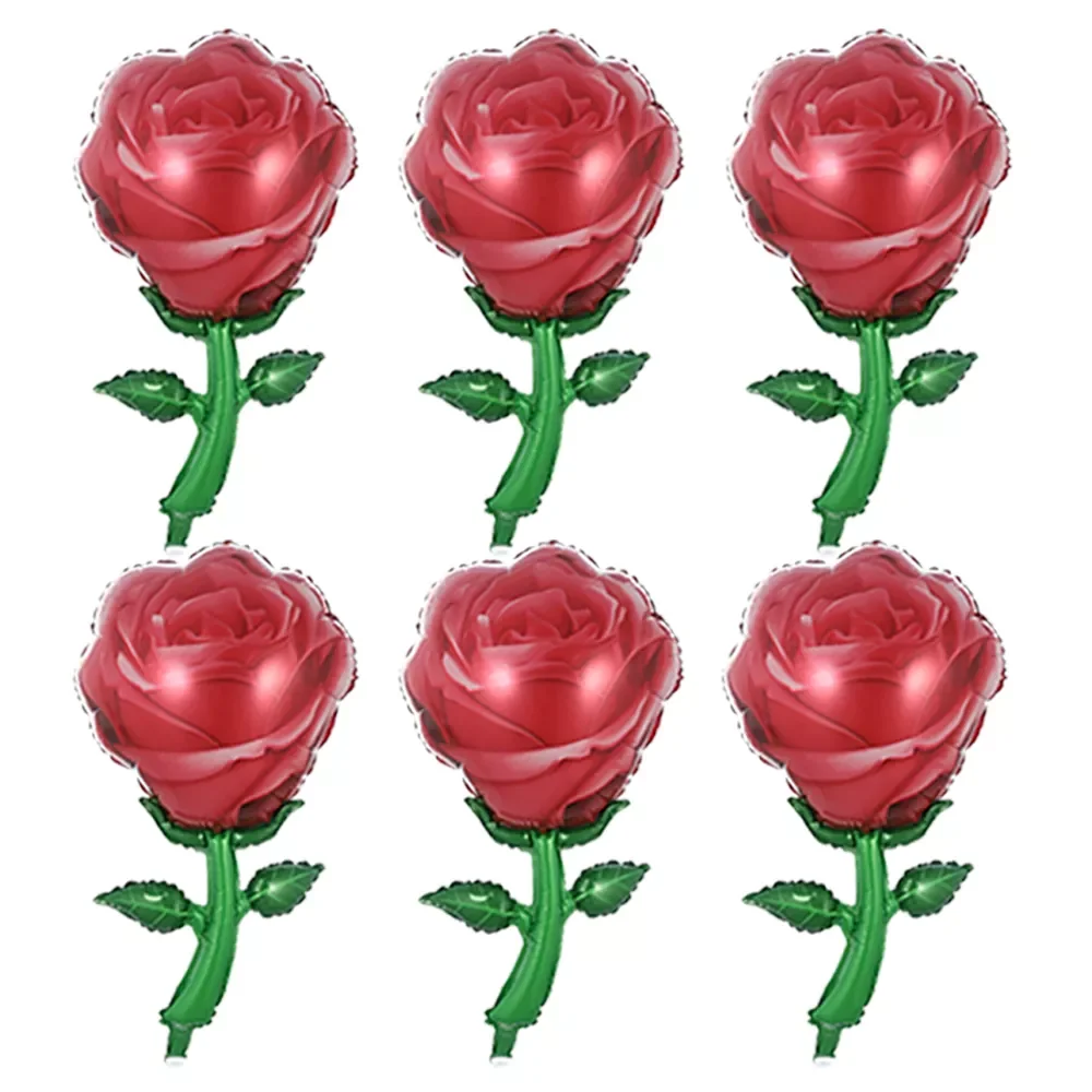 

6Pcs Red Rose Foil Balloons Valentines Day Gift Red Bouquet Sunflower Daisy Balloons Wedding Decorations Kids Toys Helium Globos
