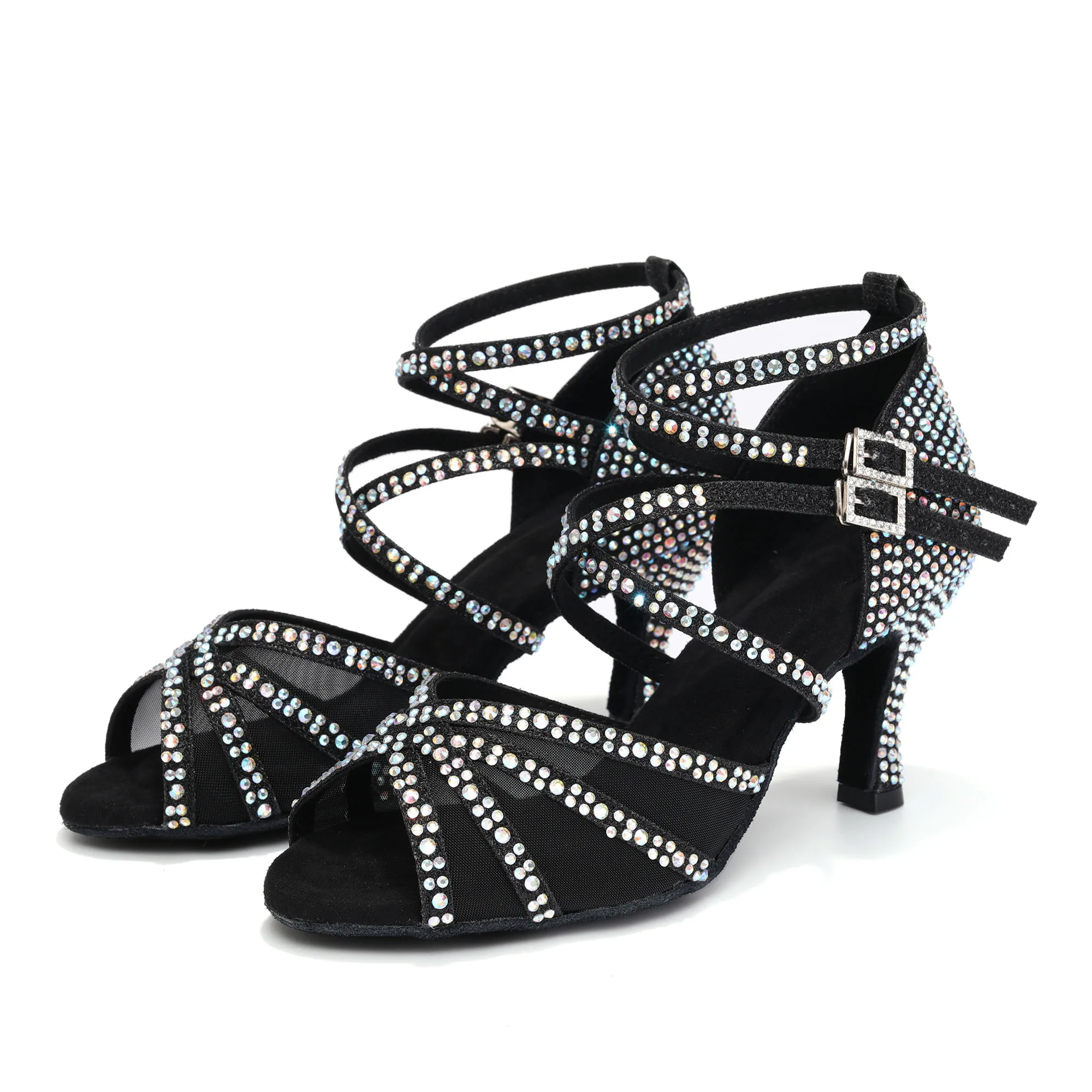 Женская Танцевальная Обувь Блестящие Босоножки На Среднем Каблуке Для Сальсы