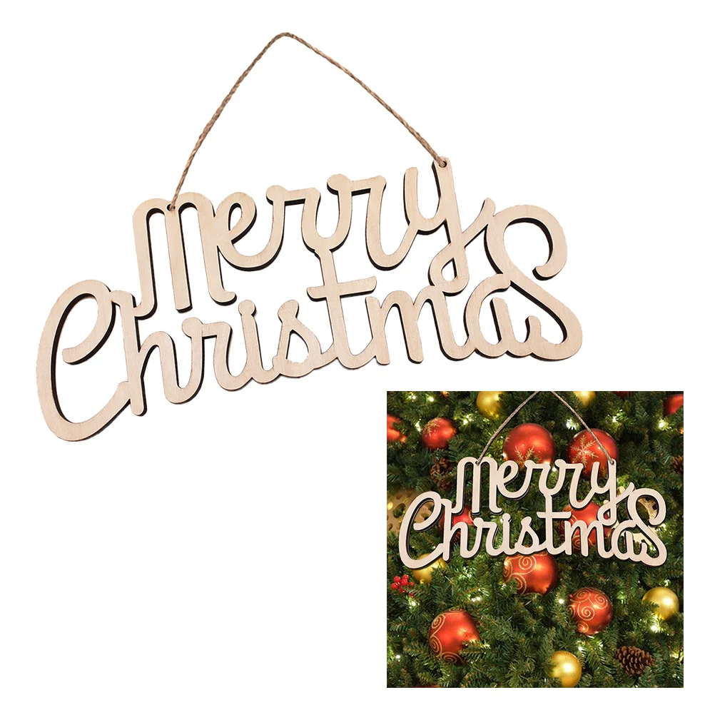 

Merry Christmas Sign Wooden Door Wall Hanging Ornaments Board for Holidays Wooden Wall Door Decoration