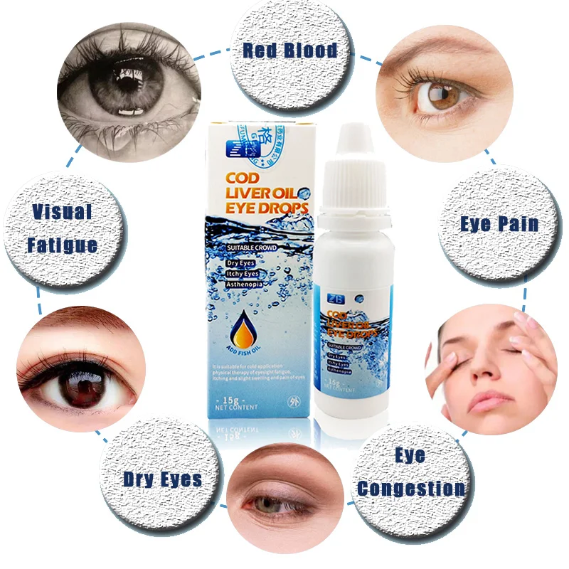15G/Bottle ZB Cod Liver Oil Eye Drops Suitable For Dry Eyes Itchy Asthenopia Detox Sterilization Treat Pink Vision Protect - купить по