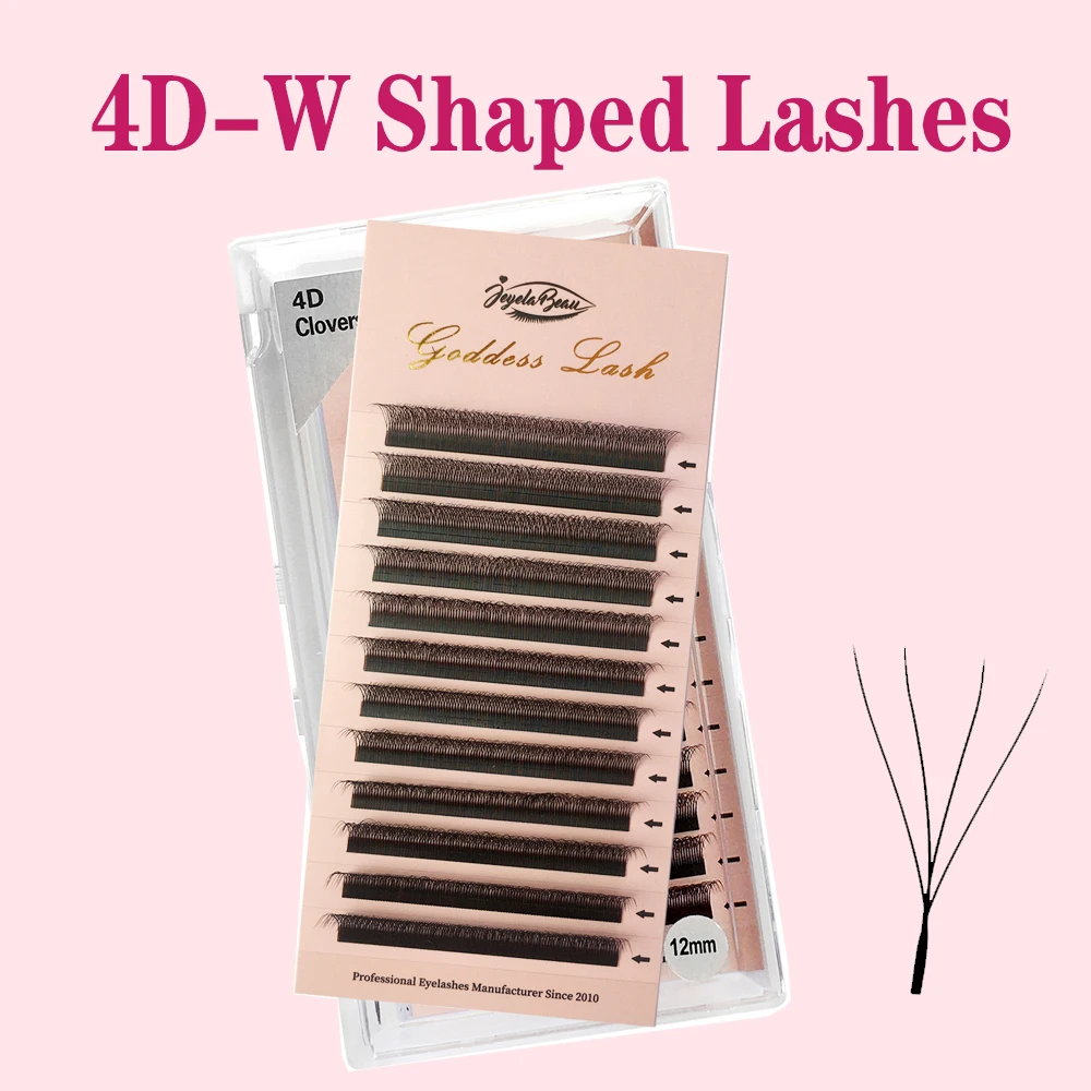 Goddess 4D - W Shaped Eyelash Extension Easy Fan Volume  Lashes 3D/4D Four Leaves Eyelashes  Hand Waved Premade Fans W Lashes