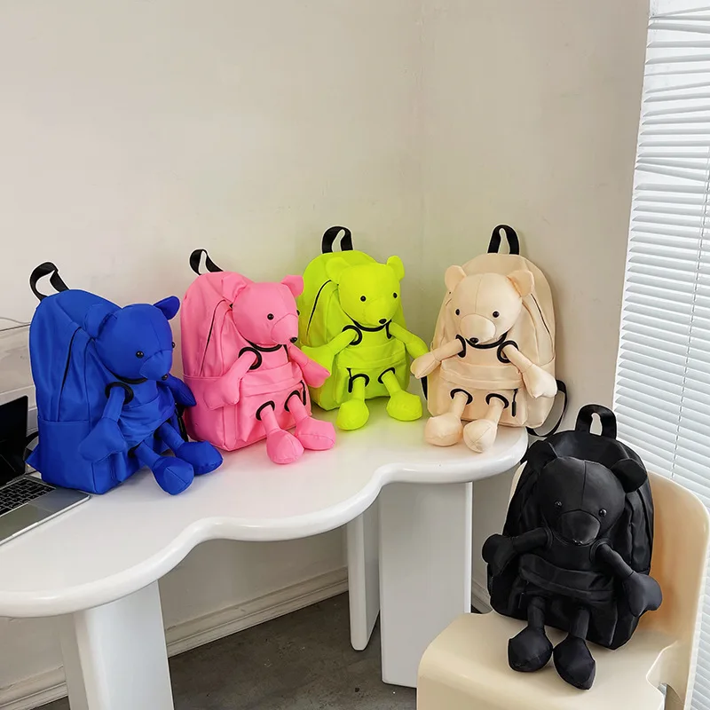 Female INS New Cartoon Little Bear Doll Backpack Student Large Capacity Backpack Cute Primary School Schoolbag