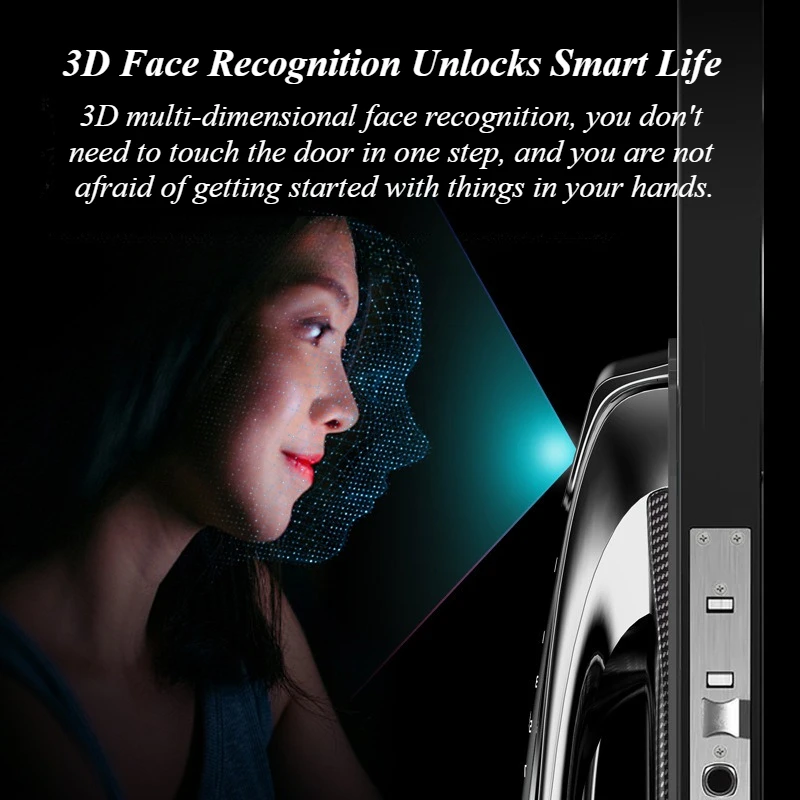 3D распознавание лиц кошачий глаз отпечаток пальца Wi-Fi умный дверной замок пароль