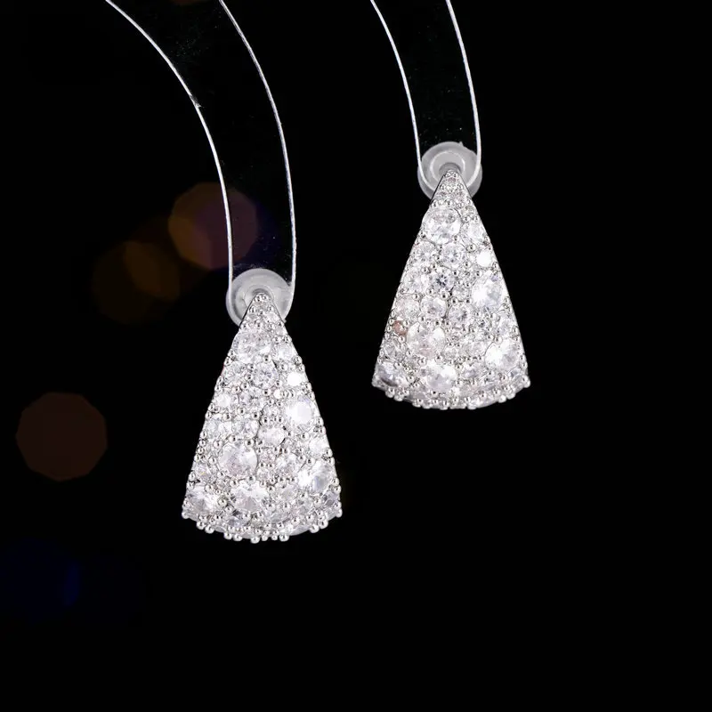 FXLRY s925 Серебряные изогнутые серьги из циркония изысканные в форме груши для