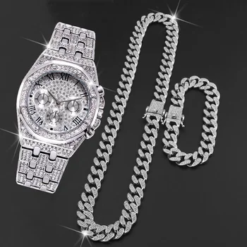 Ice Out Diamond Watch Bracelet Necklace Men Women 1