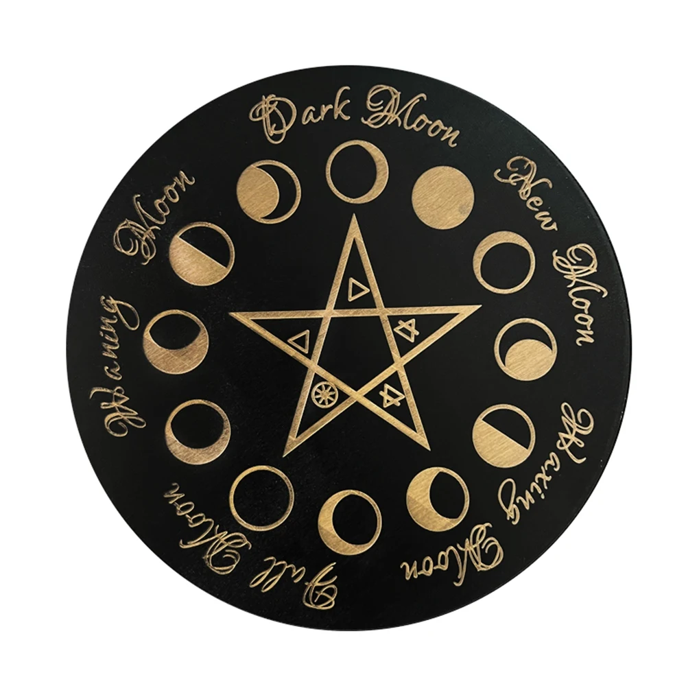 

Wooden Divination Pendulum Board Black White Color With Stars Sun Moon For Divination Message Board Metaphysical Altar Decor
