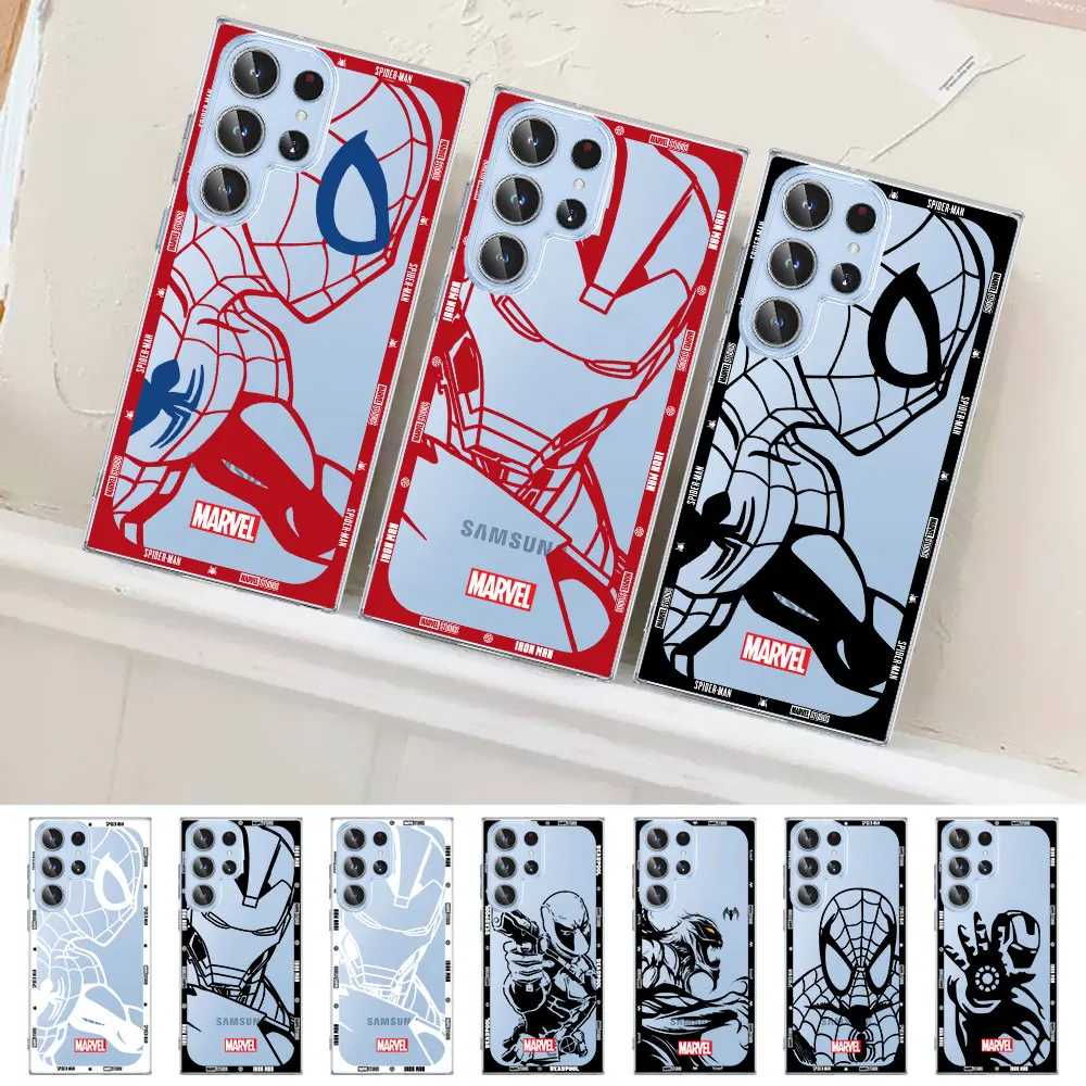 

Spider-Man Marvel Iron Man Case for Samsung Galaxy S23 S22 Ultra S21 S20 FE S10 5G S9 S8 Plus S10e S7 Clear Soft TPU Phone Cover