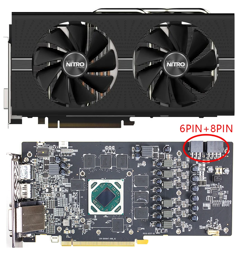 Блок видеокарты BYKSKI с полным покрытием для Sapphire Nitro + Radeon RX 570 / 580/590 8 ГБ GDDR5 (11265-01-20G)