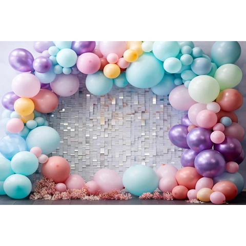 Фон для фотосъемки новорожденных с розовыми воздушными шарами цветами садом девушками тортом на день рождения разбитое портрет Декор Фон для фотостудии