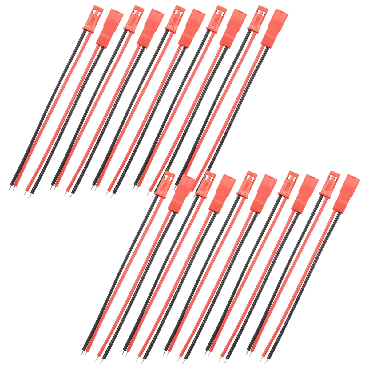 10 пар 2-контактных разъемов JST M-F 110 мм кабельный провод красный черный