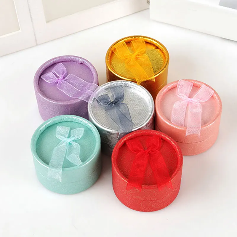 

Round Jewelry Box Earring Necklace Bracelet Box With Bow Jewelry Organizer Box Holder Wedding Engagement Ring Gift Package Box