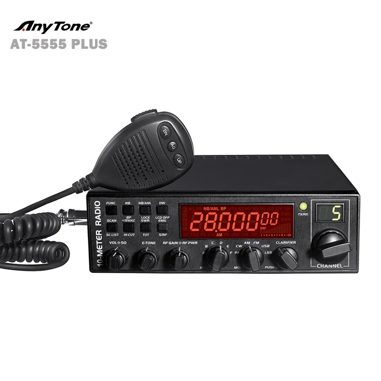 ANYTONE AT-5555 PLUS Высокая мощность 45 Вт 10-метровое радио CB 28–29 700 МГц диапазон AM FM USB LSB PA